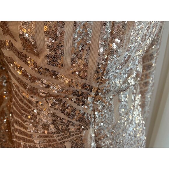 Miss Ord Gold Sequin Bodycon V-Neck Mini Dress L Juniors NYE Hoco Party READ - Picture 12 of 16
